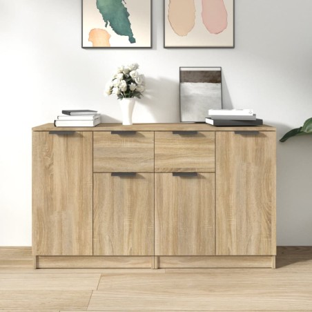 vidaXL Aparadores 2 uds madera contrachapada roble Sonoma 60x30x70 cm