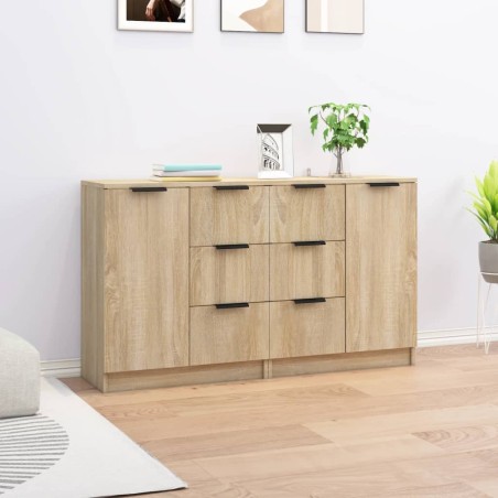 vidaXL Aparadores 2 uds madera contrachapada roble Sonoma 60x30x70 cm