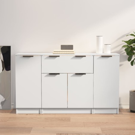 vidaXL Aparadores 3 piezas madera contrachapada blanco