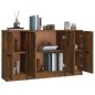 vidaXL Aparadores 3 piezas madera contrachapada roble ahumado vidaXL Aparadores 3 piezas madera contrachapada roble ahumado
