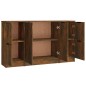 vidaXL Aparadores 3 piezas madera contrachapada roble ahumado vidaXL Aparadores 3 piezas madera contrachapada roble ahumado