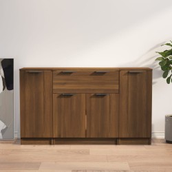 vidaXL Aparadores 3 piezas madera contrachapada marrón roble