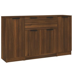 vidaXL Aparadores 3 piezas madera contrachapada marrón roble