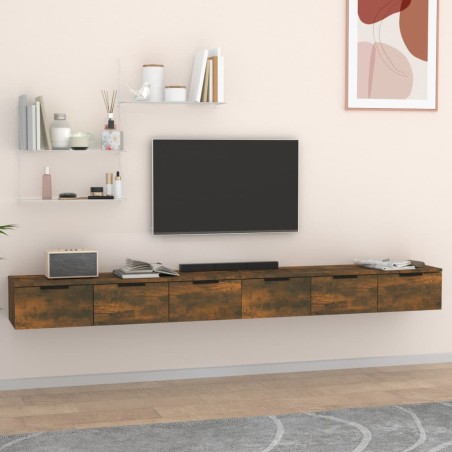 vidaXL Armarios de pared 2 uds contrachapada roble ahumado 102x30x20cm