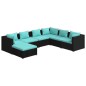 vidaXL Set de muebles de jardín 7 pzas y cojines ratán sintético negro vidaXL Set de muebles de jardín 7 pzas y cojines ratán sintético negro