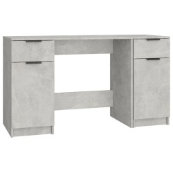 vidaXL Escritorio con armario lateral contrachapada gris hormigón