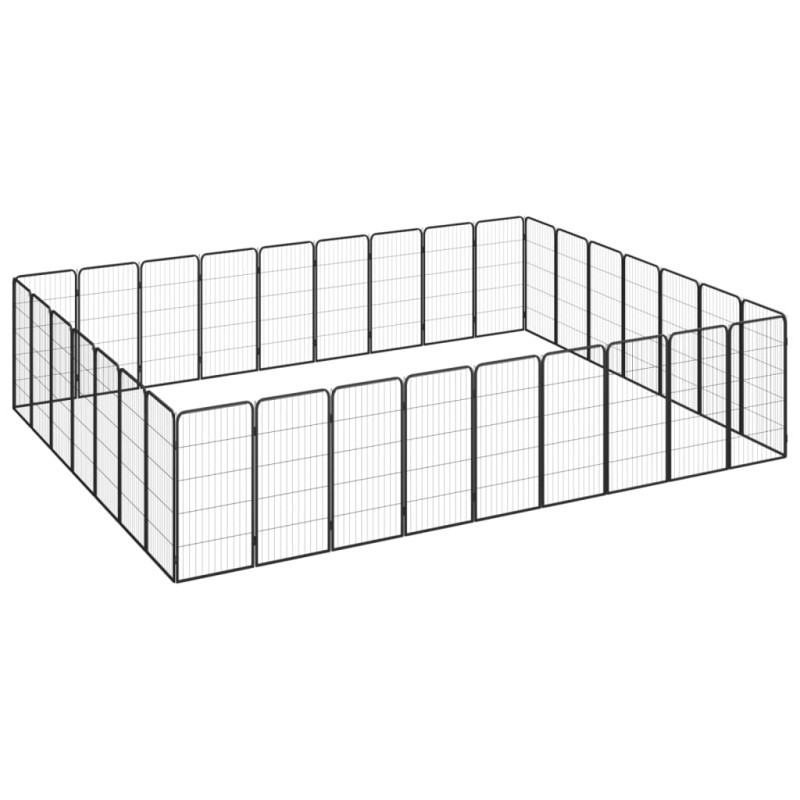 vidaXL Jaula perros 32 paneles acero recubierto polvo negro 50x100 cm vidaXL Jaula perros 32 paneles acero recubierto polvo negro 50x100 cm