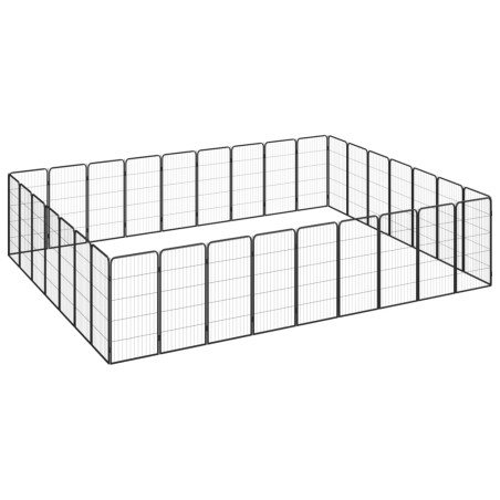 vidaXL Jaula perros 32 paneles acero recubierto polvo negro 50x100 cm