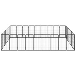 vidaXL Jaula perros 32 paneles acero recubierto polvo negro 50x100 cm