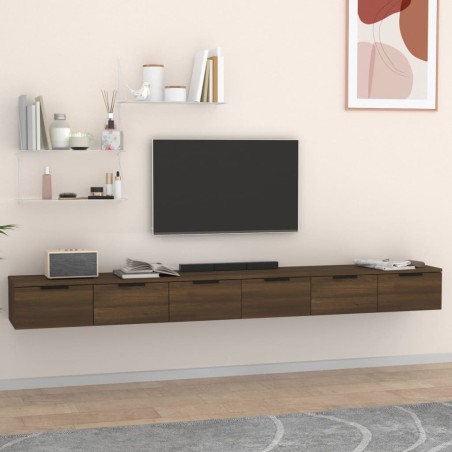 vidaXL Armarios de pared 2 uds contrachapada roble marrón 102x30x20cm