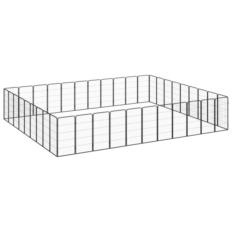 vidaXL Jaula perros 40 paneles acero recubierto polvo negro 50x100 cm