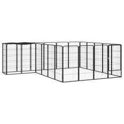 vidaXL Jaula perros 22 paneles acero recubierto polvo negro 50x100 cm