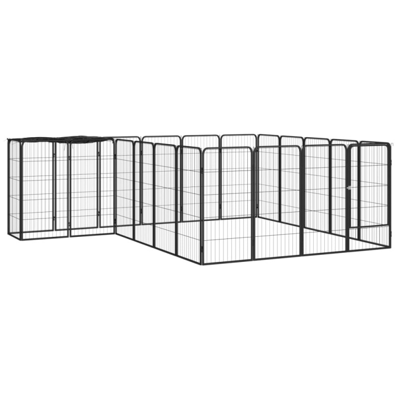 vidaXL Jaula perros 22 paneles acero recubierto polvo negro 50x100 cm