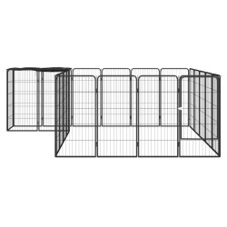 vidaXL Jaula perros 22 paneles acero recubierto polvo negro 50x100 cm