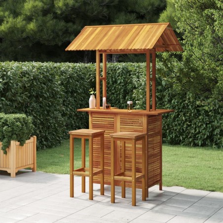 vidaXL Juego muebles de bar de jardín 3 piezas madera maciza de acacia