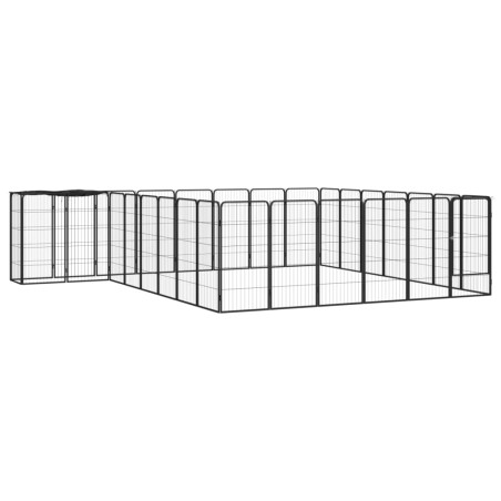 vidaXL Jaula perros 30 paneles acero recubierto polvo negro 50x100cm