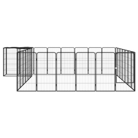 vidaXL Jaula perros 30 paneles acero recubierto polvo negro 50x100cm