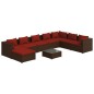 vidaXL Set muebles de jardín 9 piezas y cojines ratán sintético marrón vidaXL Set muebles de jardín 9 piezas y cojines ratán sintético marrón