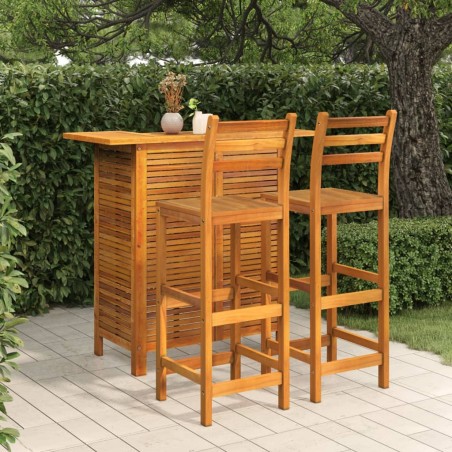 vidaXL Juego muebles de bar para jardín 3 pzas madera maciza de acacia