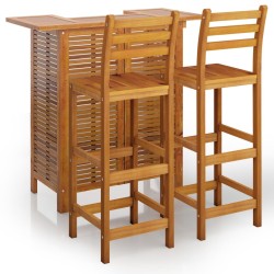 vidaXL Juego muebles de bar para jardín 3 pzas madera maciza de acacia