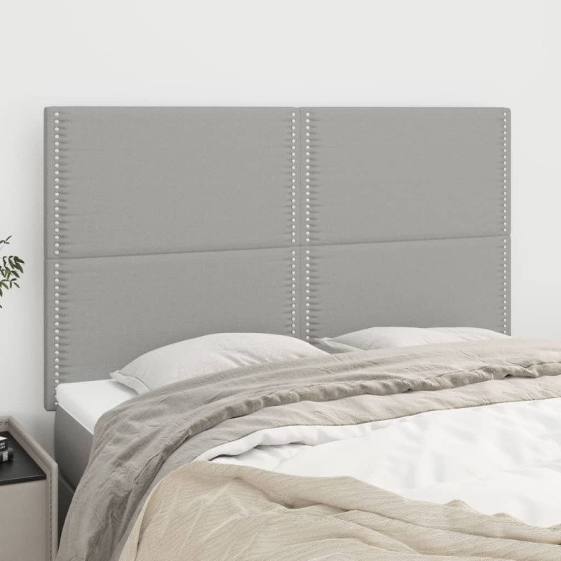 vidaXL Cabeceros 4 unidades tela gris claro 72x5x78/88 cm vidaXL Cabeceros 4 unidades tela gris claro 72x5x78/88 cm