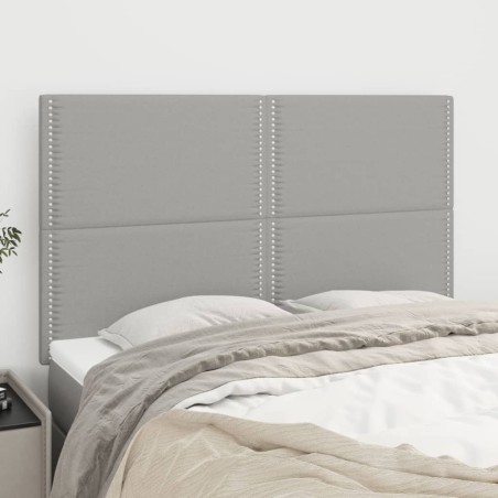 vidaXL Cabeceros 4 unidades tela gris claro 72x5x78/88 cm