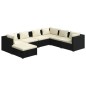 vidaXL Set de muebles de jardín 7 pzas y cojines ratán sintético negro vidaXL Set de muebles de jardín 7 pzas y cojines ratán sintético negro