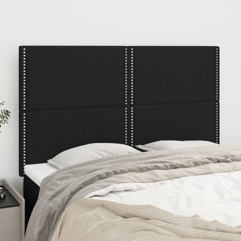 vidaXL Cabeceros 4 unidades tela negro 72x5x78/88 cm vidaXL Cabeceros 4 unidades tela negro 72x5x78/88 cm
