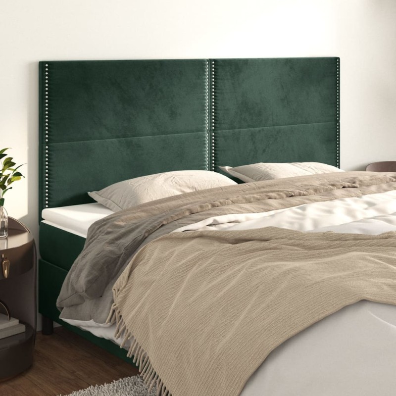 vidaXL Cabeceros 4 unidades de terciopelo verde oscuro 80x5x78/88 cm vidaXL Cabeceros 4 unidades de terciopelo verde oscuro 80x5x78/88 cm