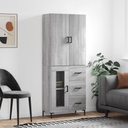 vidaXL Aparador alto madera contrachapada gris sonoma 69,5x34x180 cm