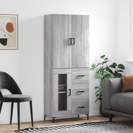 vidaXL Aparador alto madera contrachapada gris sonoma 69,5x34x180 cm