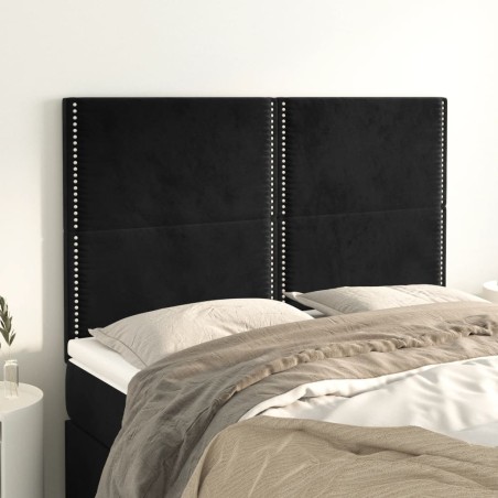 vidaXL Cabeceros 4 unidades terciopelo negro 72x5x78/88 cm