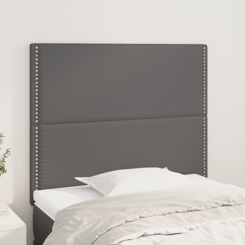 vidaXL Cabeceros 2 unidades de cuero sintético gris 80x5x78/88 cm vidaXL Cabeceros 2 unidades de cuero sintético gris 80x5x78/88 cm