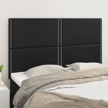 vidaXL Cabeceros 4 unidades cuero sintético negro 72x5x78/88 cm