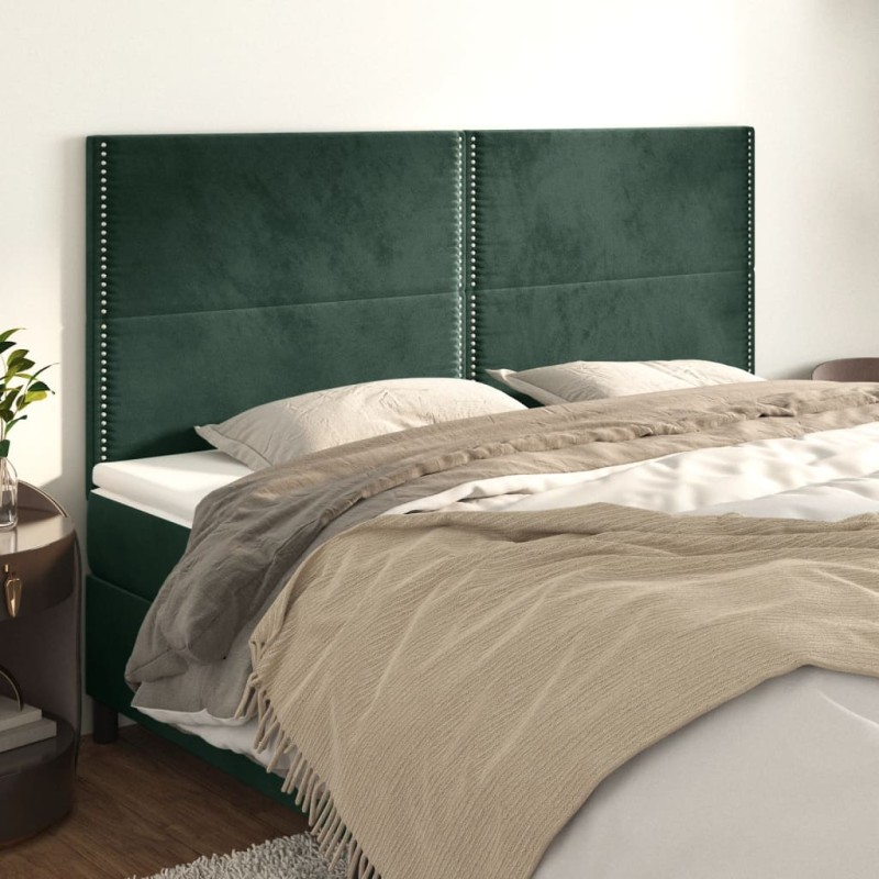 vidaXL Cabeceros 4 unidades de terciopelo verde oscuro 100x5x78/88 cm vidaXL Cabeceros 4 unidades de terciopelo verde oscuro 100x5x78/88 cm