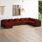 vidaXL Set sofás de jardín 8 piezas y cojines ratán sintético marrón vidaXL Set sofás de jardín 8 piezas y cojines ratán sintético marrón