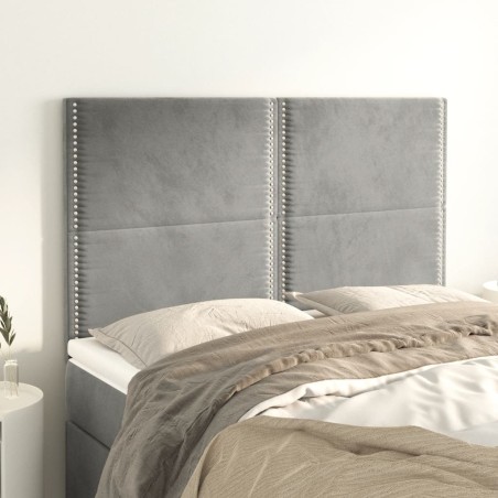vidaXL Cabeceros 4 unidades terciopelo gris claro 72x5x78/88 cm