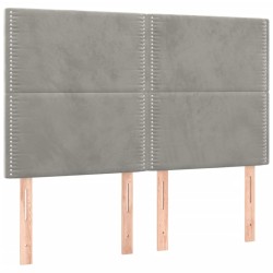 vidaXL Cabeceros 4 unidades terciopelo gris claro 72x5x78/88 cm