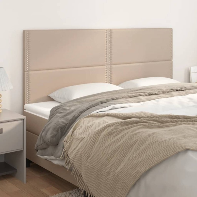 vidaXL Cabeceros 4 unidades cuero sintético capuchino 100x5x78/88 cm vidaXL Cabeceros 4 unidades cuero sintético capuchino 100x5x78/88 cm