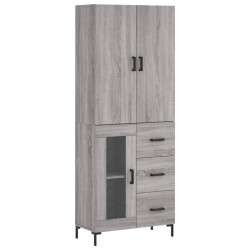 vidaXL Aparador alto madera contrachapada gris sonoma 69,5x34x180 cm