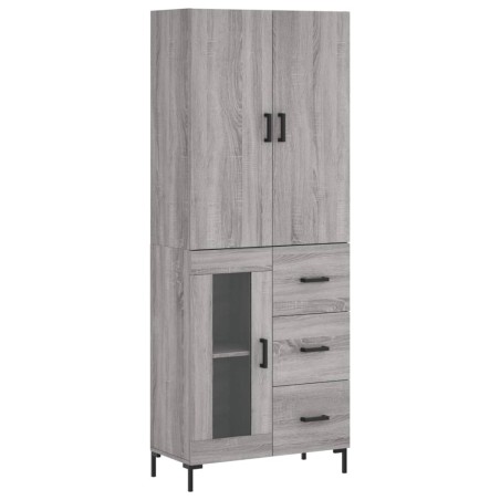 vidaXL Aparador alto madera contrachapada gris sonoma 69,5x34x180 cm