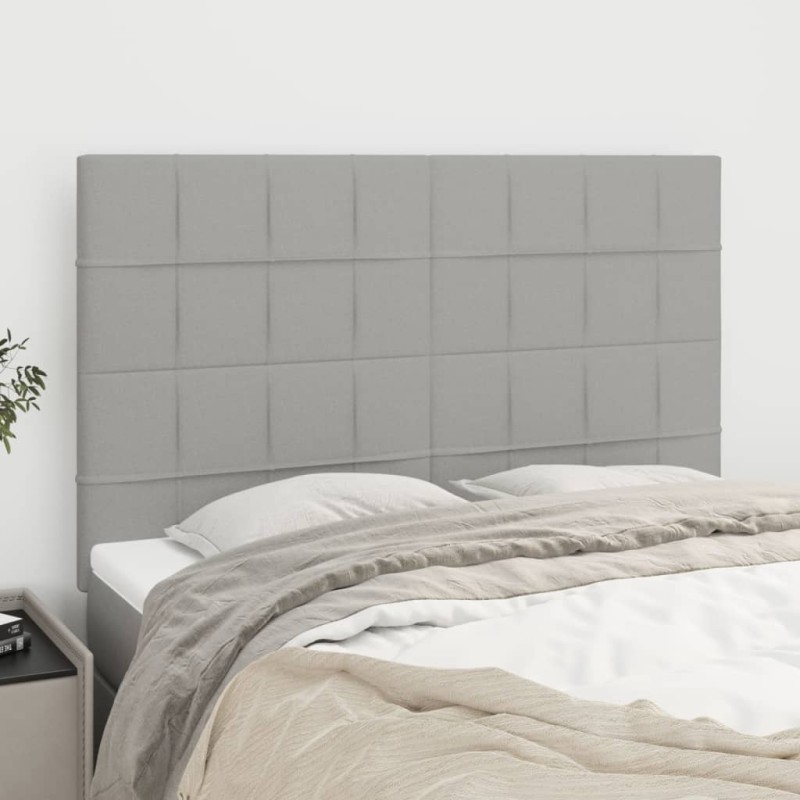 vidaXL Cabeceros 4 unidades tela gris claro 72x5x78/88 cm