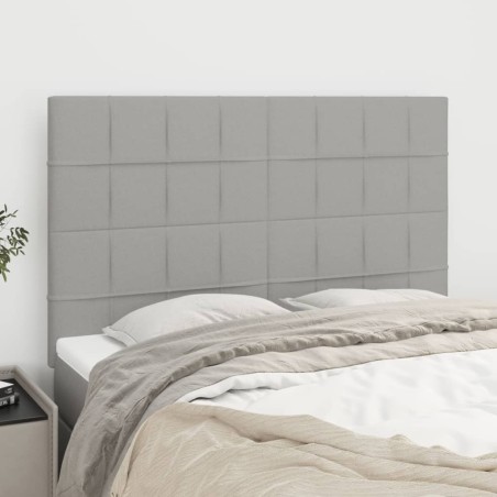 vidaXL Cabeceros 4 unidades tela gris claro 72x5x78/88 cm