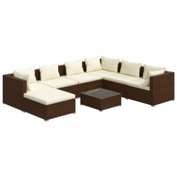 vidaXL Set muebles de jardín 8 piezas y cojines ratán sintético marrón