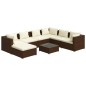 vidaXL Set muebles de jardín 8 piezas y cojines ratán sintético marrón vidaXL Set muebles de jardín 8 piezas y cojines ratán sintético marrón