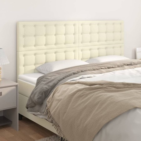 vidaXL Cabeceros 4 unidades cuero sintético color crema 90x5x78/88cm