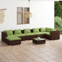 vidaXL Set sofás de jardín 8 piezas y cojines ratán sintético marrón