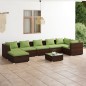 vidaXL Set sofás de jardín 8 piezas y cojines ratán sintético marrón vidaXL Set sofás de jardín 8 piezas y cojines ratán sintético marrón