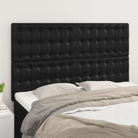 vidaXL Cabeceros 4 unidades cuero sintético negro 72x5x78/88 cm