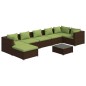 vidaXL Set sofás de jardín 8 piezas y cojines ratán sintético marrón vidaXL Set sofás de jardín 8 piezas y cojines ratán sintético marrón